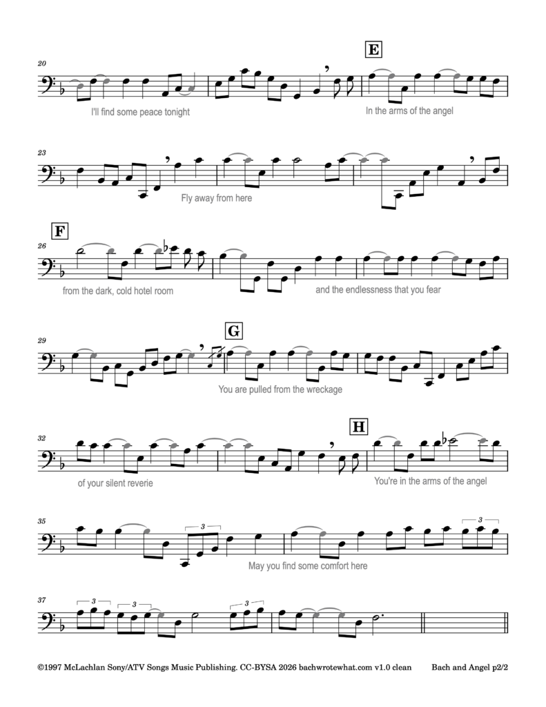 Bach in the Arms of an Angel-Self-accompanied cello-F major-v1.0-Pub-Notes Only-2 of 2
